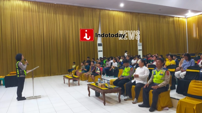 Sat Lantas Polres Pematangsiantar Sosialisasi Cegah Laka Lantas di Gereja GKPB Jalan SM. Raja